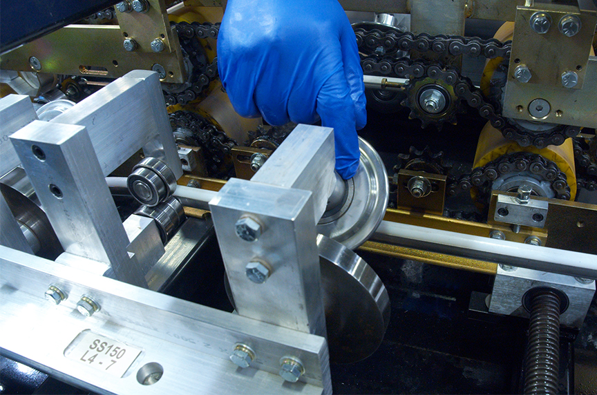 forming rollers inside a rollforming machine