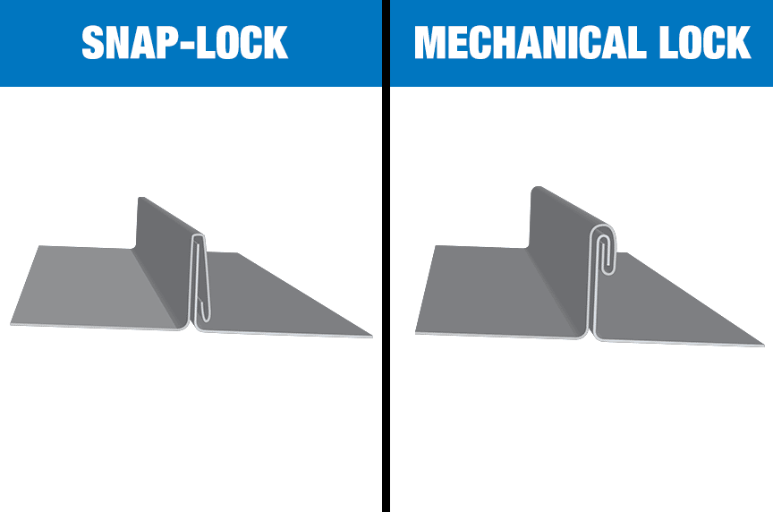 snap-lock and mechanical lock profile drawings side by side