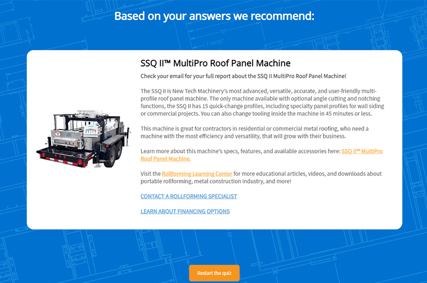 NTM assessment quiz results page