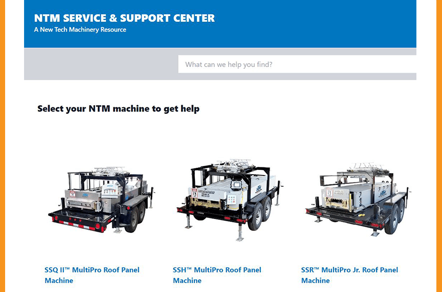 homepage of the NTM service and support center