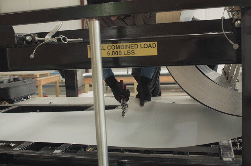 cutting out metal material from inside a portable rollforming machine