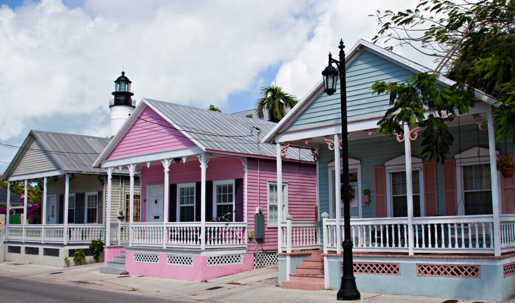 Key West homes with exposed fastener metal roofs