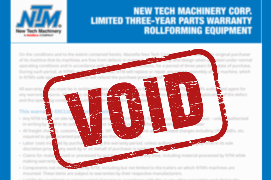 three-year limited warranty with the word void stamped across it