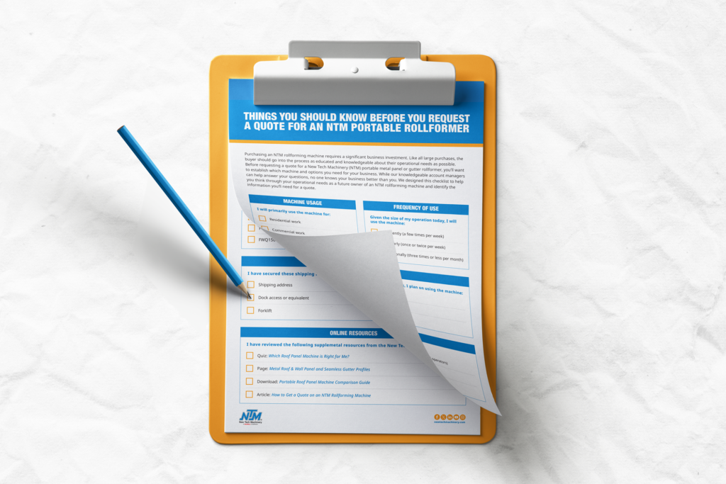 NTM Machine Quote Checklist