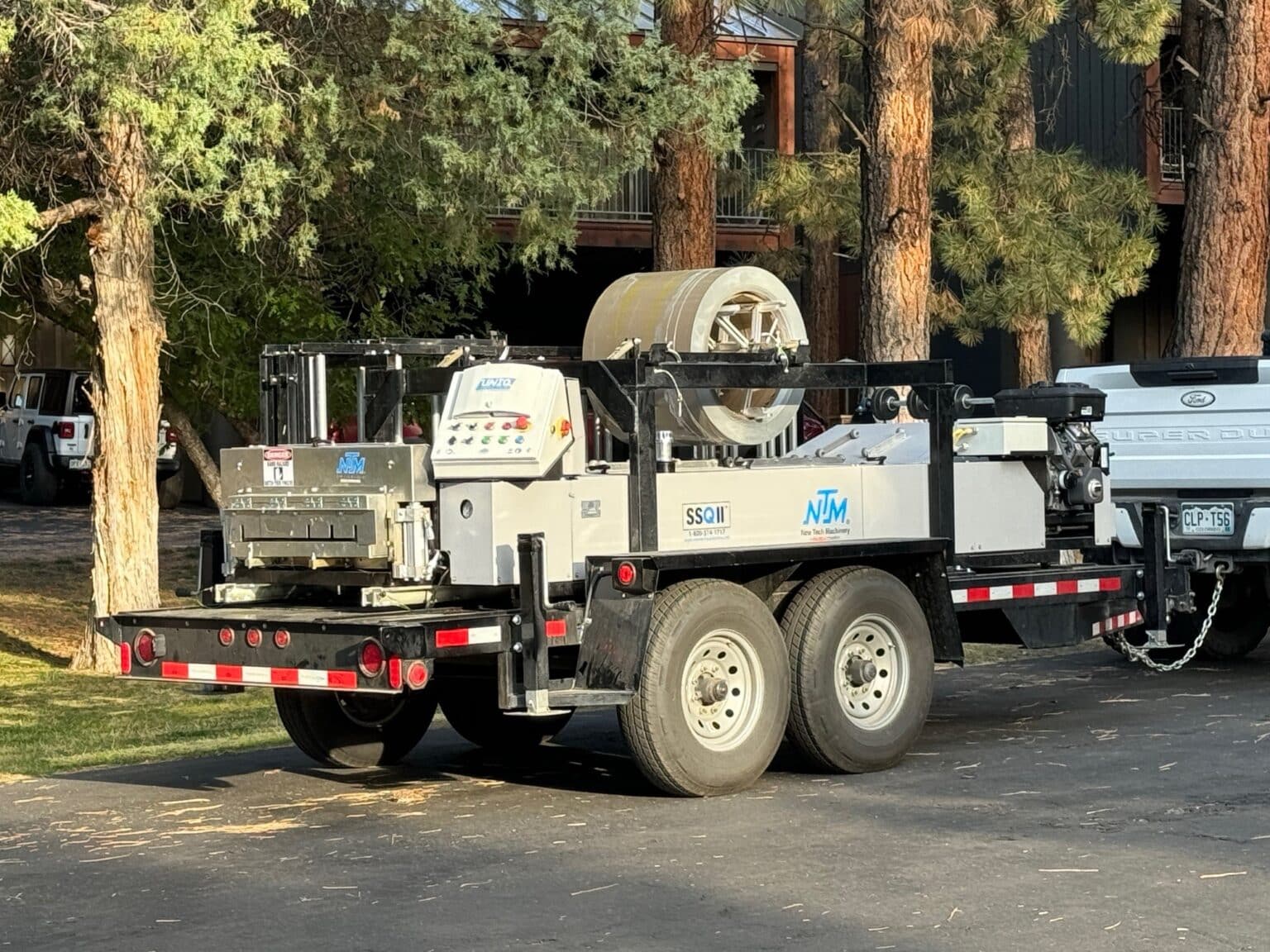 An NTM SSQ machine set up at a jobsite