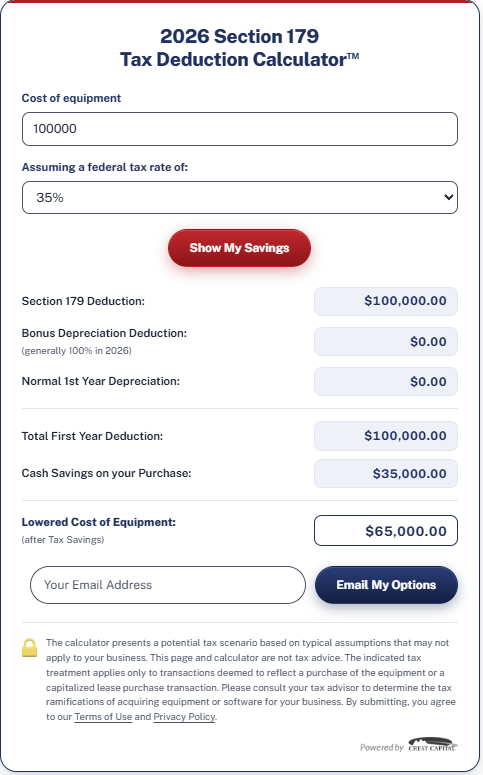 section 179 calculator sample